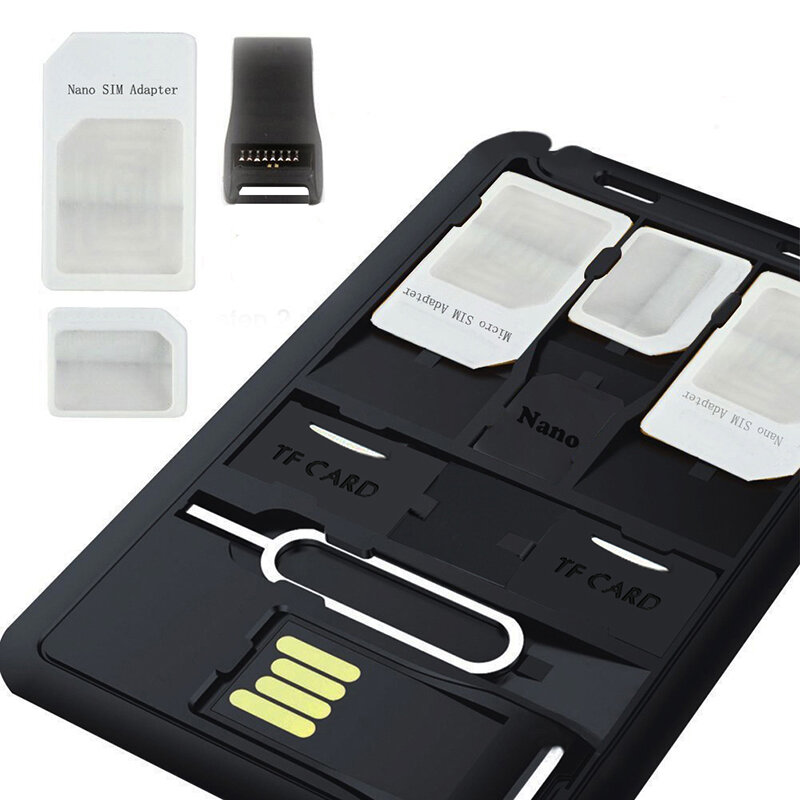 Kit adattatore SIM sottile All in One formato carta di credito con lettore di schede TF e Pin di espulsione del vassoio della carta SIM, supporto per SIM Card
