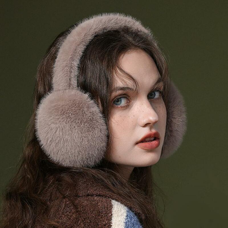 Women Winter Earmuffs Faux Fur Thick Cozy Solid Color Earmuffs Anti-slip Foldable Ear Protection Ear Cover Outdoor Ear Warmers