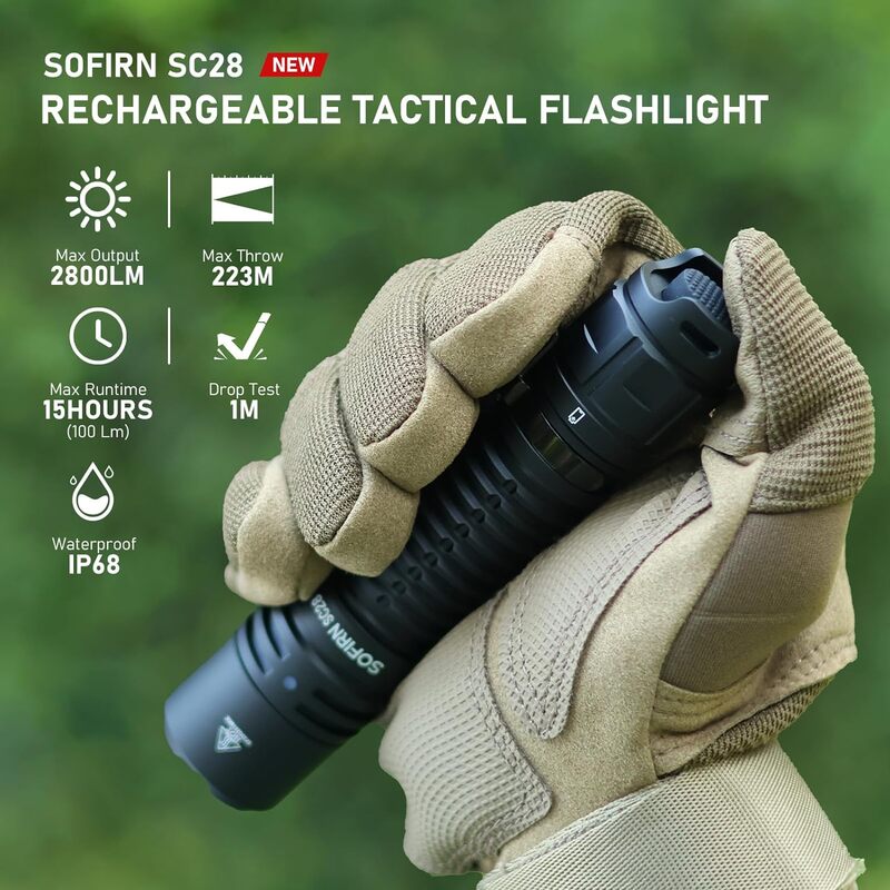 Sofirn-SC28 21700 Rechargeable XHP50B HD LED 2800Lm Type-C Flashlight Protable Powerful Torch EDC Flash Light IPX8 for Camping