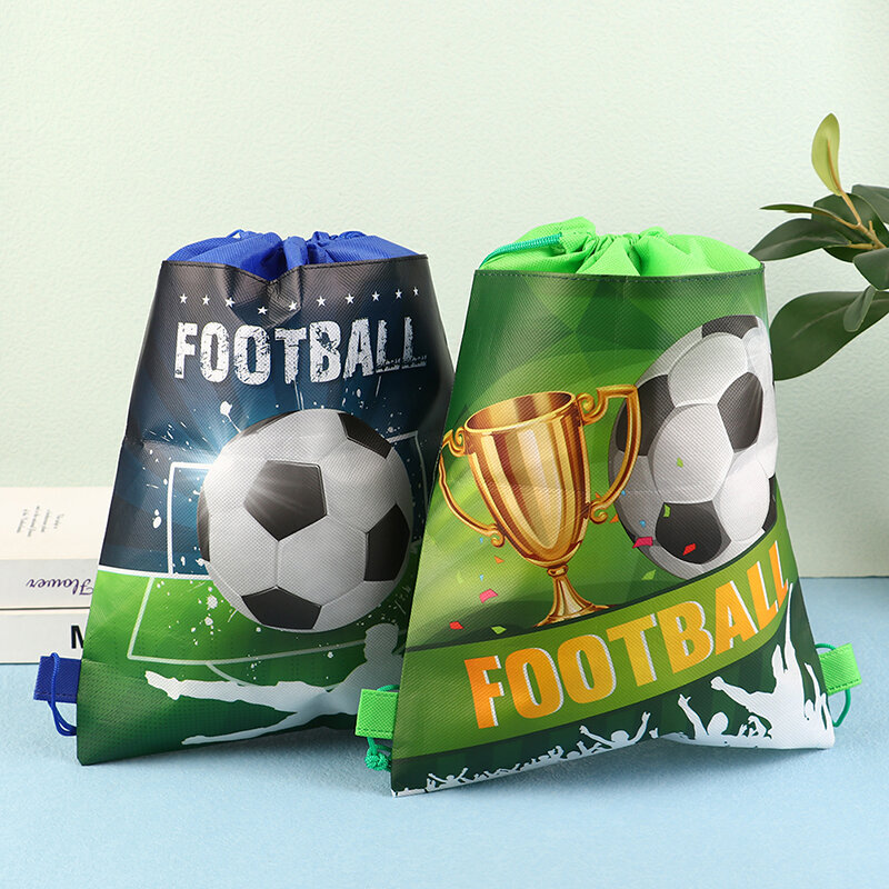 Tas ransel sepak bola, 1 buah tas penyimpanan tali serut hijau sepak bola bahu perjalanan untuk hadiah anak laki-laki