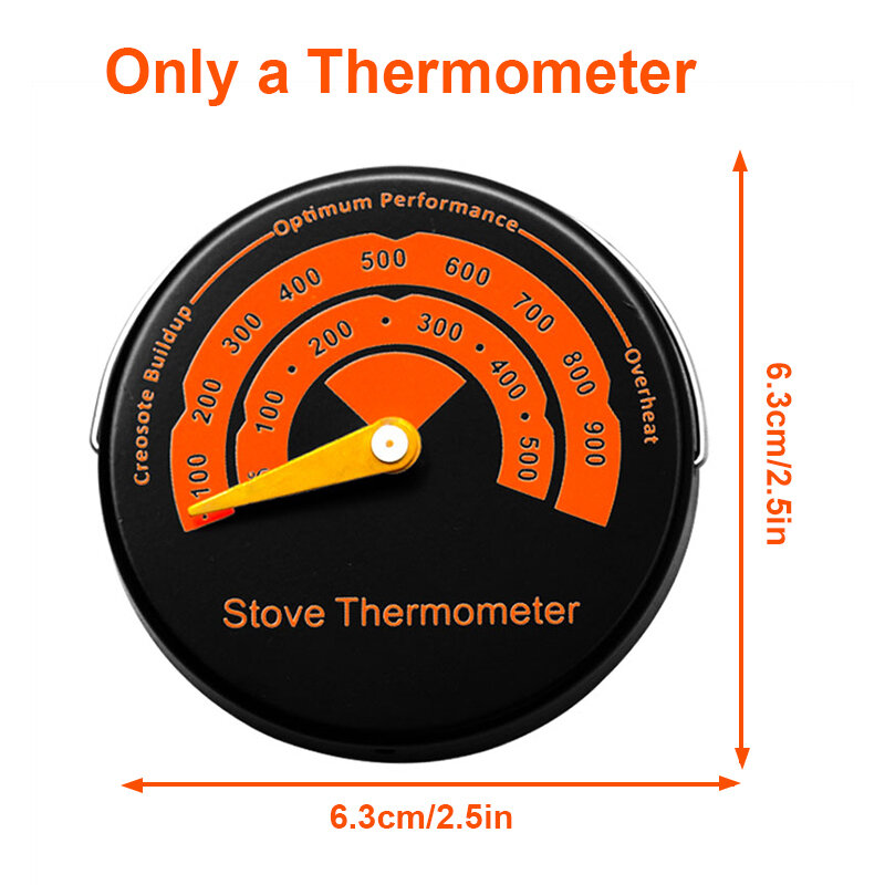 Ventilador magnético para chimenea, termómetro para estufa, quemador de leña, barbacoa, horno, indicador de quemadura, medidor de temperatura, herramienta
