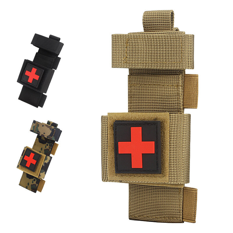 กลางแจ้งยุทธวิธี Kotak P3k กระเป๋า Survival 1000D MOLLE การแพทย์สายรัดข้อมือสำหรับทหารล่าสัตว์กรรไกรกระเป๋า