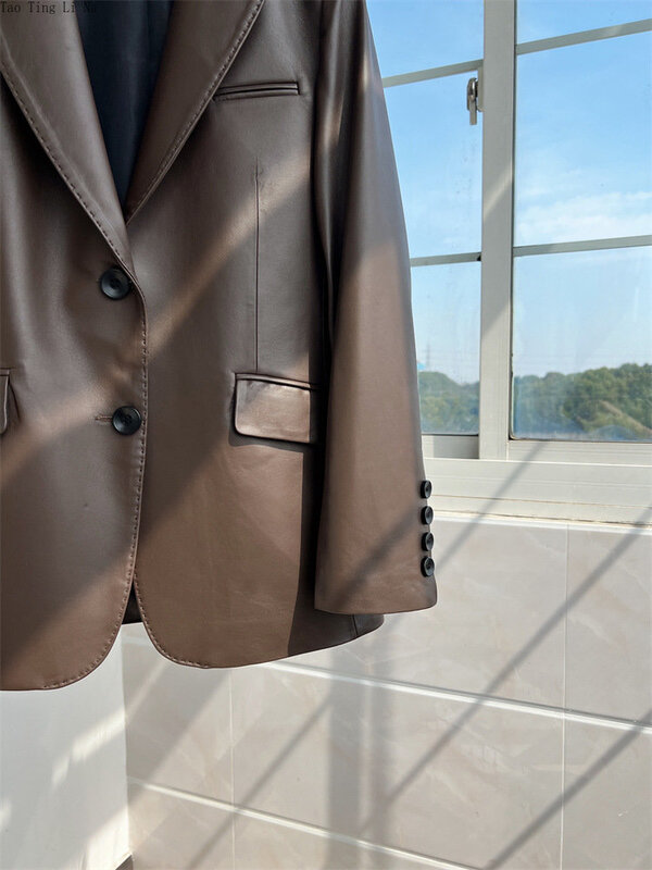 2023 Women New Sheepskin Leather Jacket  Real Sheep Leather Suit Jacket S3