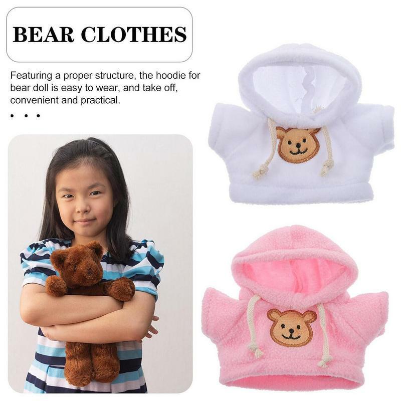 Odzież pluszowa lalka 2 szt. Miękka mała wypchane zwierzę bluza różowa ubranka dla lalki dla dzieci prezent świąteczny mywalna bluza z kapturem dla lalek