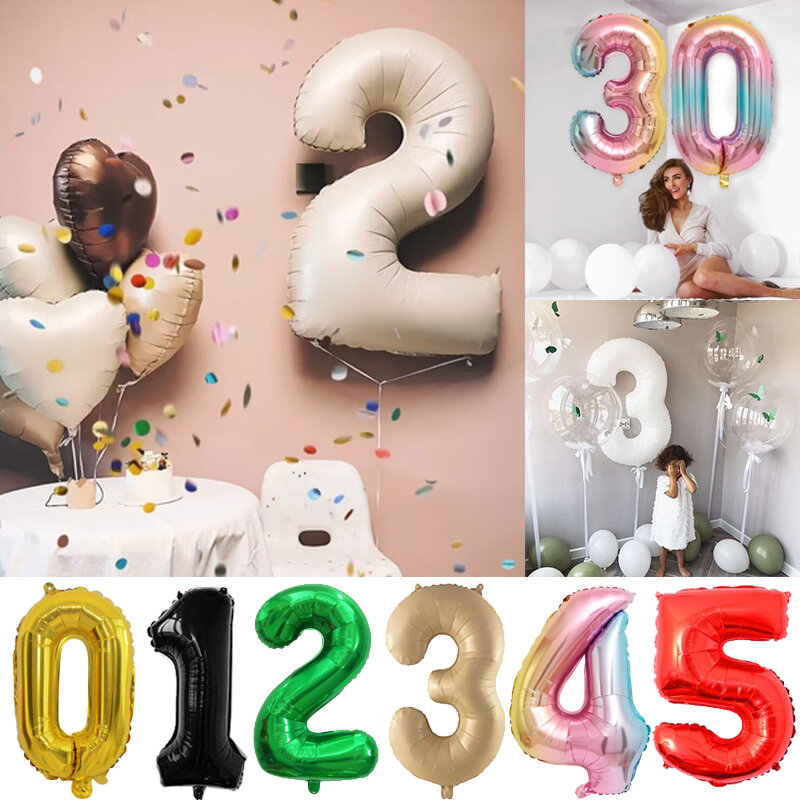 32 인치 숫자 풍선 생일 파티 장식 첫 번째 헬륨 자리 풍선 웨딩 장식 글로브 베이비 샤워 캐러멜 색상
