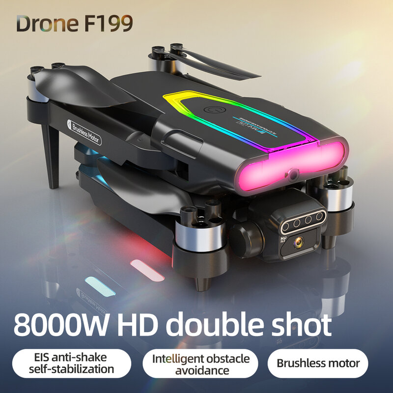 Drone télécommandé sans balais léger, quadrirotor à deux axes, appareil à gouverner, photographie aérienne, avion jouet, F199, nouveau, 2024