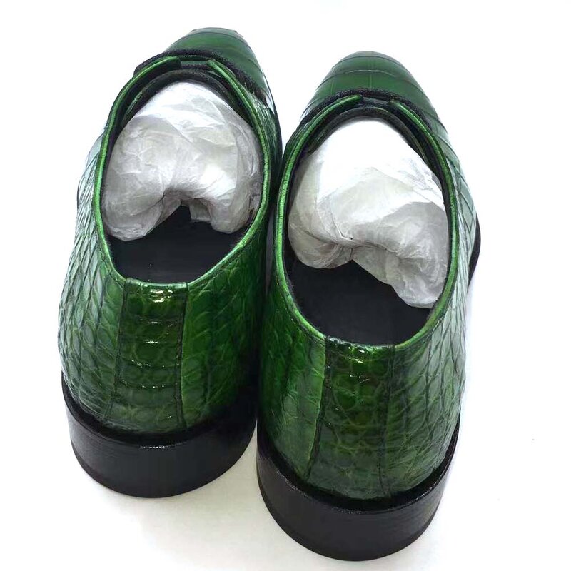 Hulangzhishi-zapatos de vestir para hombre, calzado formal de piel de cocodrilo, con cordones, novedad