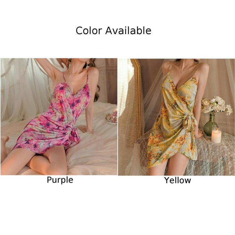 Piyama seksi baju tidur imitasi wanita baju Suspender renda baju rumah pakaian dalam Sensual baju tidur bunga Fashion punggung terbuka