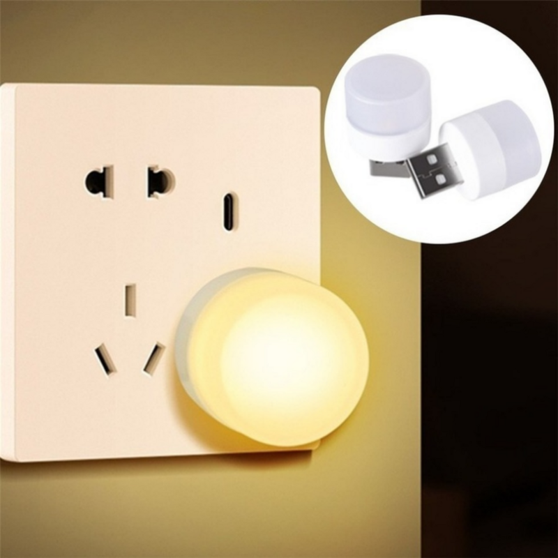 USB LED Plug Lamp para Computador e Celular, Proteção para os Olhos, Pequena Luz Noturna, Super Bright, Power Charging, Livro, 1W, 5 Pcs