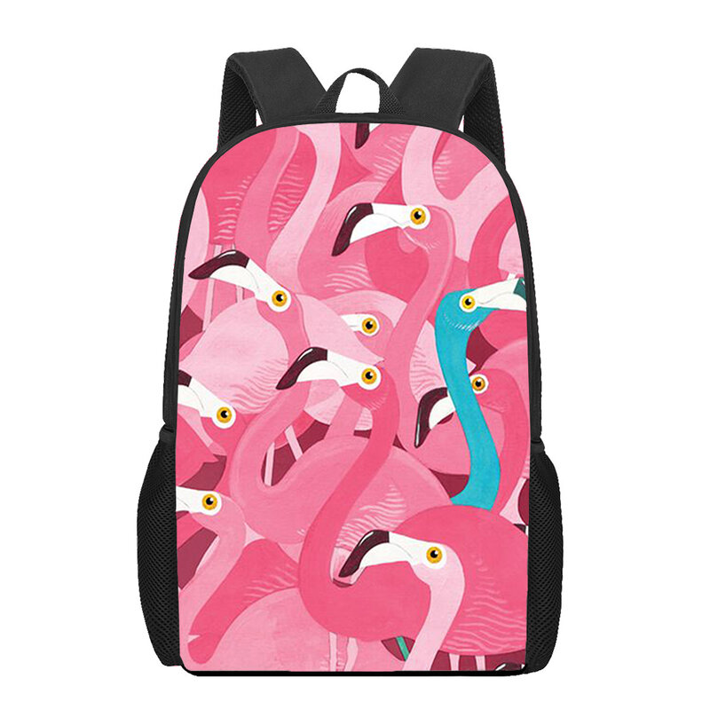 Tas sekolah motif burung Flamingo merah muda untuk remaja laki-laki perempuan ransel unik anak-anak tas buku siswa ransel perjalanan kasual