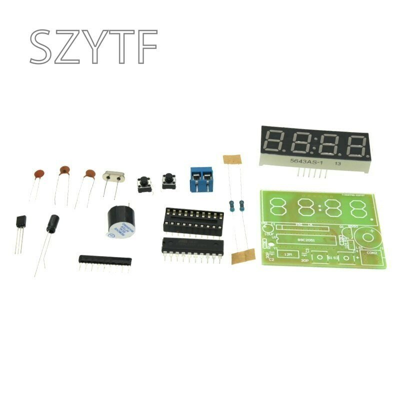 Kualitas Tinggi C51 4 Bit Jam Elektronik Produksi Elektronik Suite DIY Kit