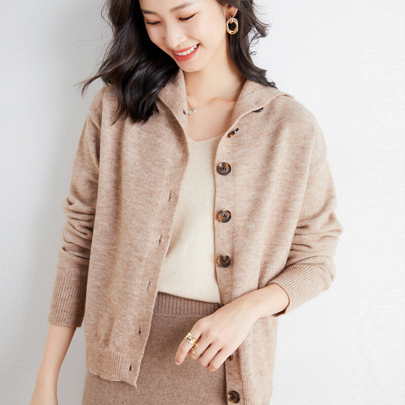 New Loose Solid Color Sweater Cardigan Women vintage sweater Single breasted Knit Sweater