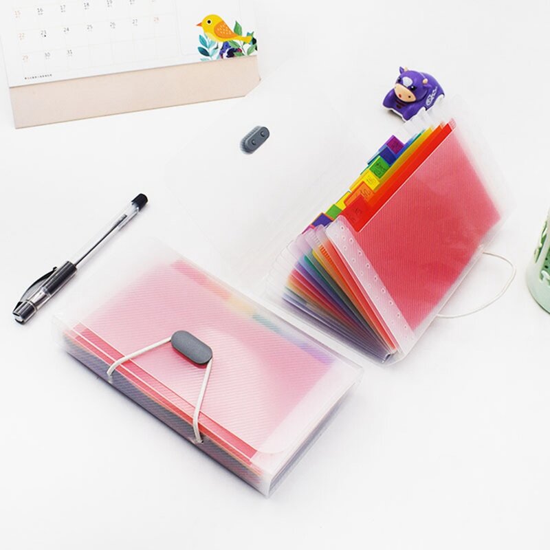 Boîte organiseur portable A6 en plastique, 13 poches, porte-documents, classeur, bureau, papeterie