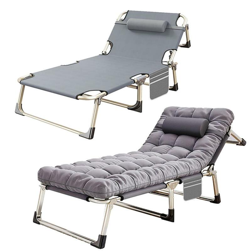 야외 해변 잔디 캠핑 수영장용 접이식 라운지 의자, 다각도 조절 가능, 휴대용 수면 간이 침대 의자
