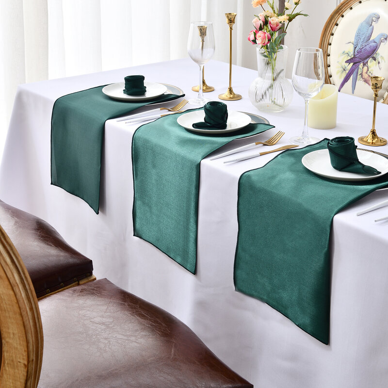 Servilleta de mesa de satén de 12 piezas, 30x30cm, pañuelo suave, servilletas cuadradas para banquete de boda romántico, decoración de fiesta de cena