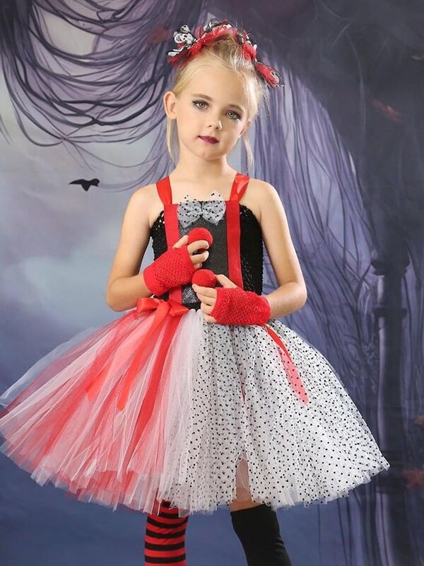 Детский костюм для косплея на Хэллоуин, пышное платье Джокера, платье-пачка для девушек