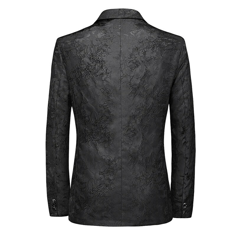 Men's slim fitting evening dress suit jacket casual solid color patterned suit ball host fashion single breasted suit jacket