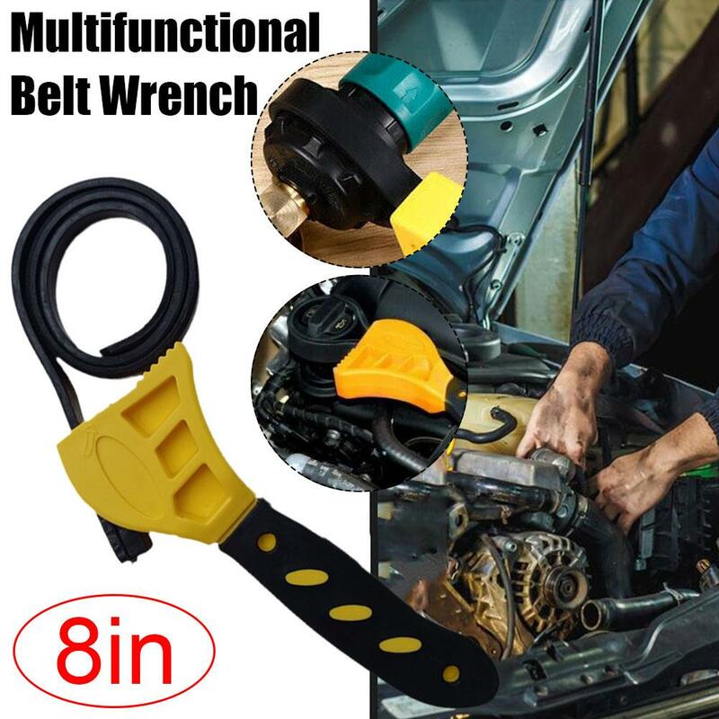 Multifunctional Belt Wrench Adjustable Rubber Strap Wrench Oil Opener Filter Wrench Disassembly Tool Cartridge Wrench Jar P L0H6