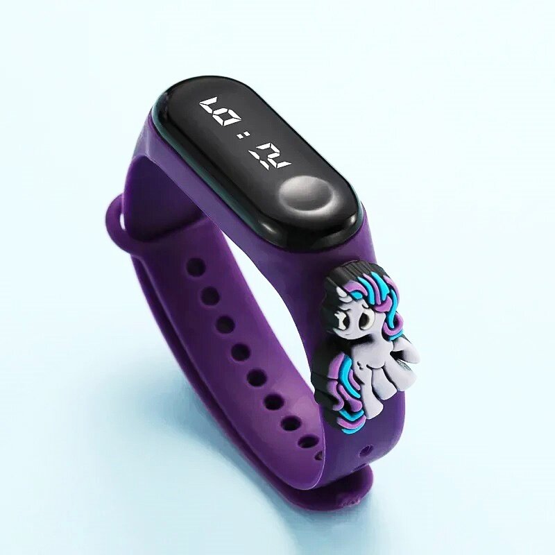 Новинка 2024, Детские умные часы с единорогом из мультфильма, водонепроницаемые детские электронные часы со светодиодной подсветкой и браслетом для спорта на открытом воздухе, подарки