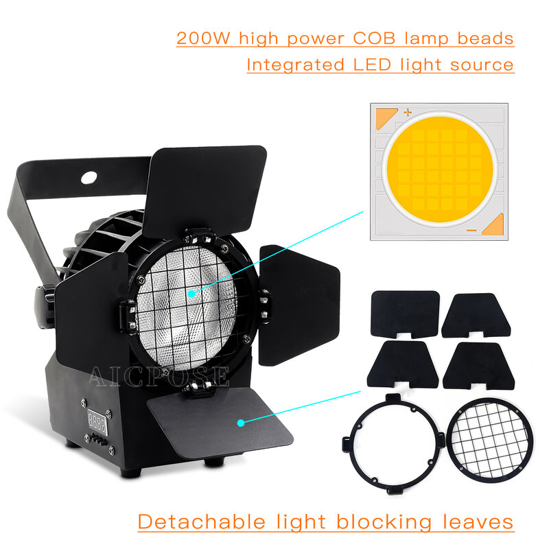 Mini budgétaire de scène LED COB RGBW 4 en 1, blanc chaud, porte de grange, contrôle DMX, équipement DJ Chang, 4 pièces, miti200 W
