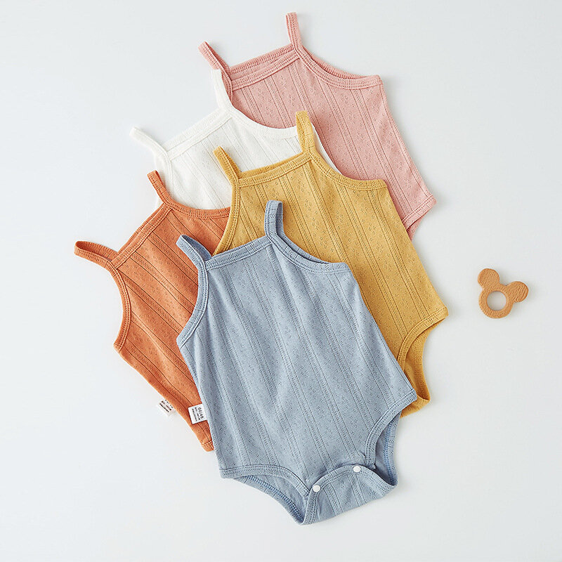 Modamama Newborn Baby Clothes Summer Romper Bodysuits High Quality Breathable Organic Cotton Sleeveless Jumpsuit For Baby