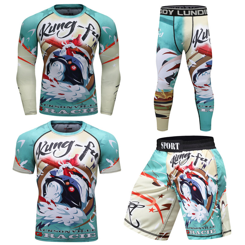 Cody Lundin Kimono Jiujitsu Man Shirts + Gi Bjj Shorts Wrestling Compression Suit Mens Sports Leggings Set Muay Thai Clothes