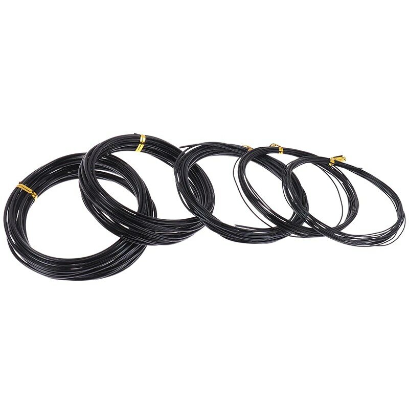 Cables de bonsái de aluminio anodizado, alambre de entrenamiento para bonsái de 5 tamaños (1,0 Mm, 1,5 Mm, 2,0 Mm, 2,5mm, 3mm), color negro, Total de 5 m