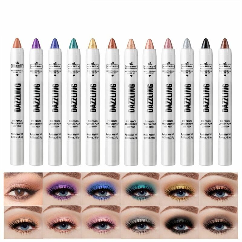 Glitter Eyeshadow Stick para mulheres, maquiagem para os olhos, multicolor, iluminar, lápis, duradouro, impermeável, delineador caneta