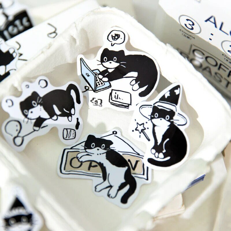 6 confezioni/lotto Little Black Cat Diary series pennarelli album fotografico decorazione art paper sticker