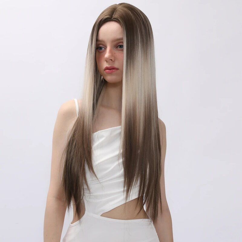 Smilco Omber, искусственные волосы коричнево-светлого цвета с синтетическим кружевом спереди для женщин, ежедневный косплей, прямой вырез, термостойкий парик
