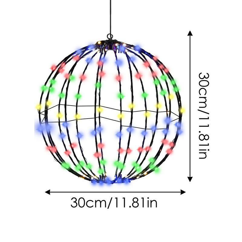 Luci a sfera incandescenti pieghevoli ornamento di natale lampada a sfera con struttura in metallo luminoso per decorazioni da appendere per feste di natale