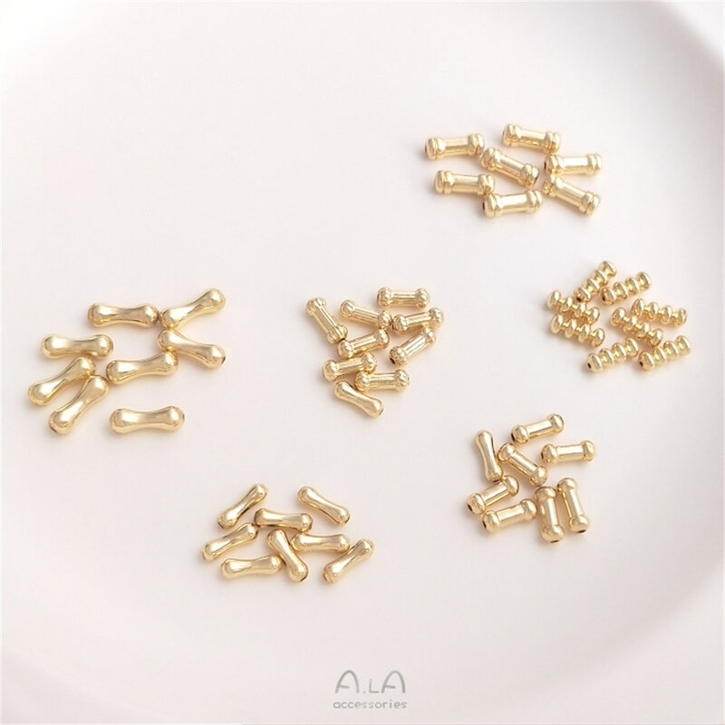 14K gold-covered straight tube separated bead bamboo knuckle pumpkin bone through hole tube bead diy jewelry accessories