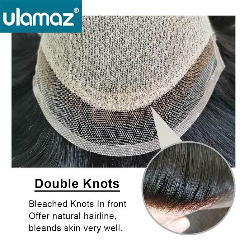 Double Knot Male Hair Prosthesis Silk Base Hair System Men's Wig Lace Front Toupee Wig For Men 100% Natural Wig Man Human Hair