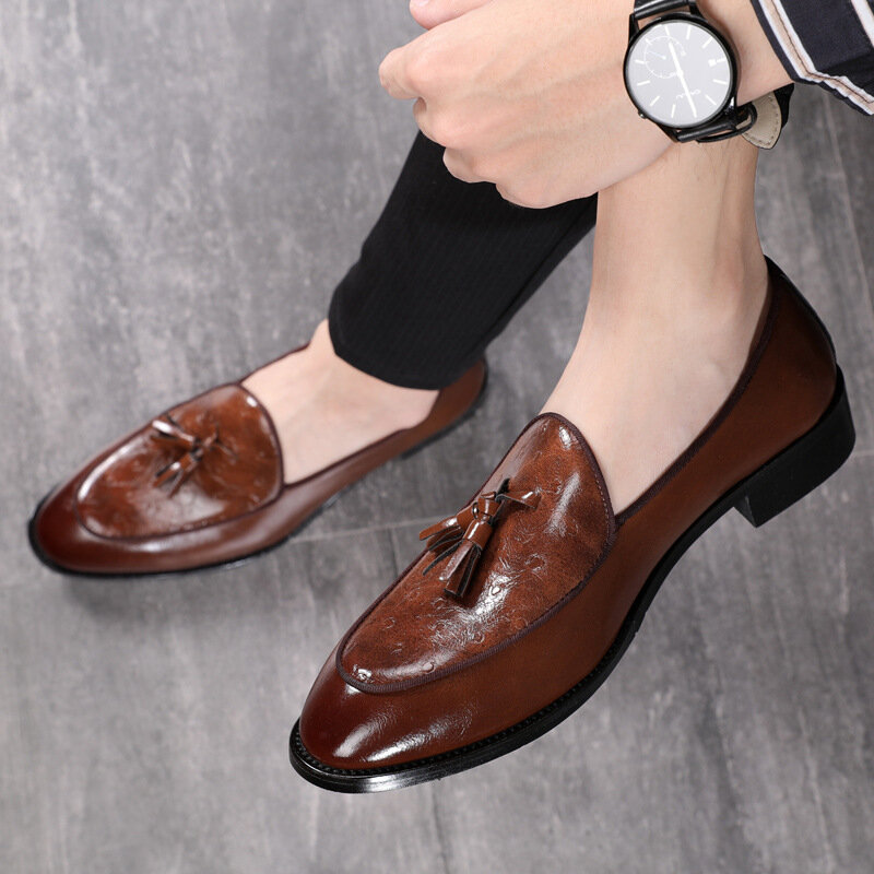 Мужские офисные туфли, кожаные туфли для парикмахеров, Классическая Брендовая женская классическая элегантная коричневая обувь без застежек