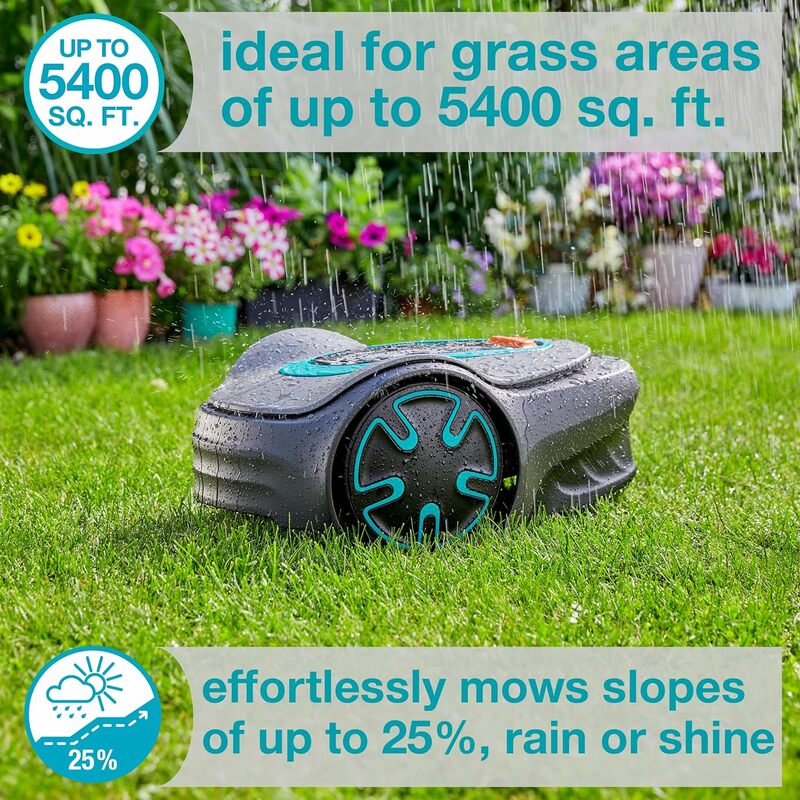 GARDENA 15202-41 SILENO Minimo - Automatic Robotic Lawn Mower, with Bluetooth app and Boundary Wire, one of The quietest