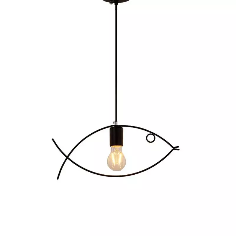 Nowoczesna minimalistyczna w kształcie ryby lampa wisząca kuchenna lampa geometryczne wiszące styl skandynawski oprawy oświetleniowe do domu lampa żelazo Retro