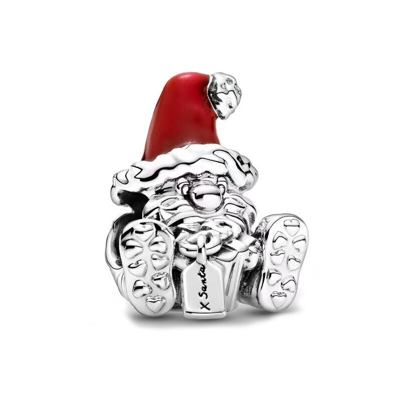 925 Sterling Silver Charms Natal para Mulheres, Papai Noel, rena, boneco de neve, Árvore Bead, se Fits Pulseiras Pandora Originais, Jóias DIY, Novo