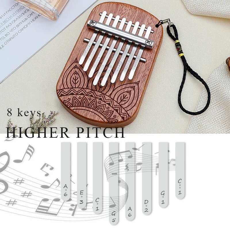 8 Key Kalimba African Finger Thumb Piano Mahogany Wooden Keyboard Percussion Instrument Music Gift for Beginner