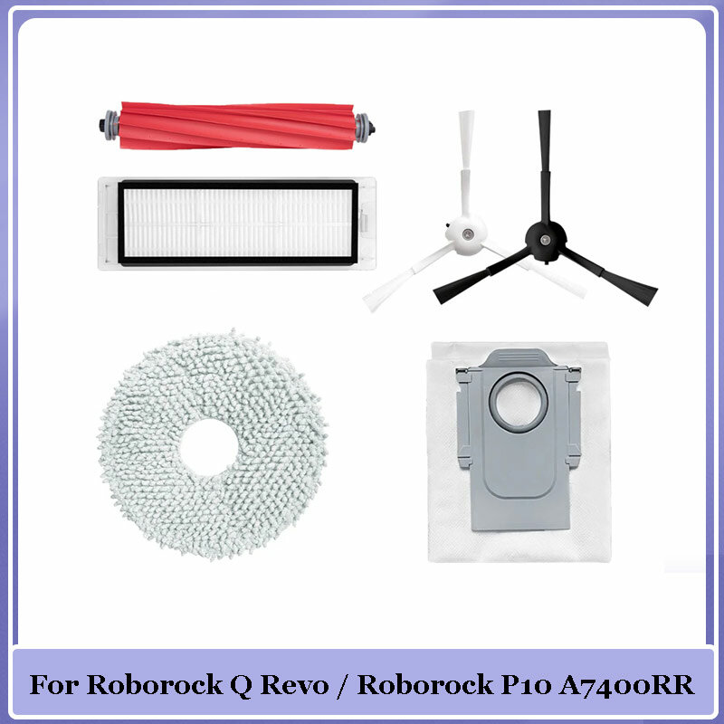 อุปกรณ์เสริมสำหรับ roborock Q Revo P10 A7400RR ด้านข้างหลักแปรง HEPA กรองผ้าซับชิ้นส่วนเครื่องดูดฝุ่นถุงหูรูดเศษผ้า