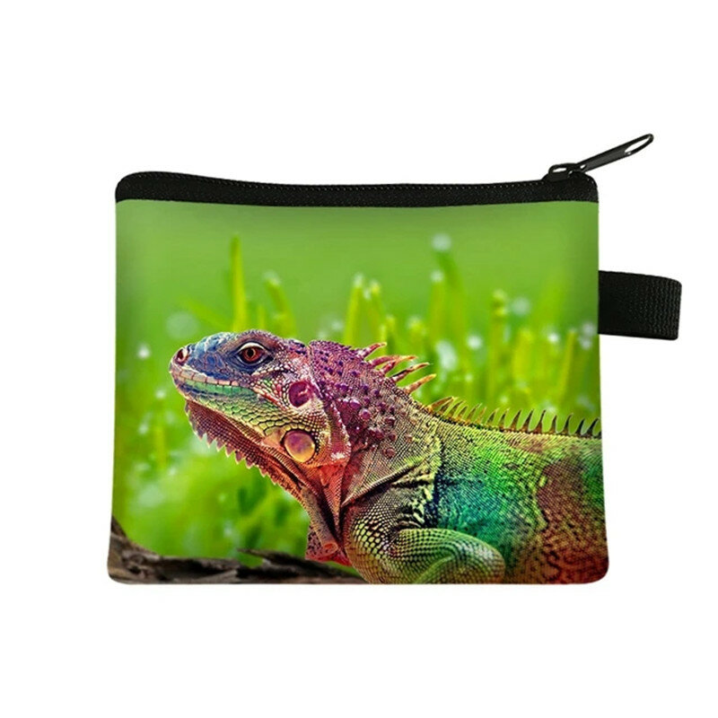 Reptiles Frog Chameleon Spider Snake Print Coin Purse Credit Card Holder Money Coin Bag Girl Wallet Small Handbag Cute Purses