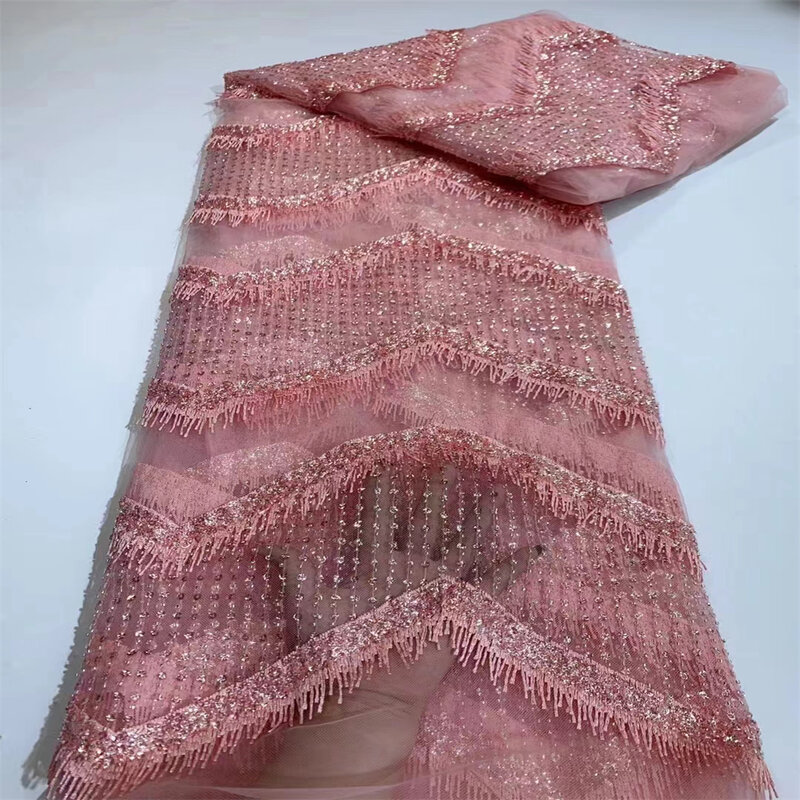 Lussuoso tessuto di pizzo di Tulle dello sposo con paillettes africane 3D 2023 pizzo di Tulle a rete francese con ricamo di alta qualità per abito da festa JY2904