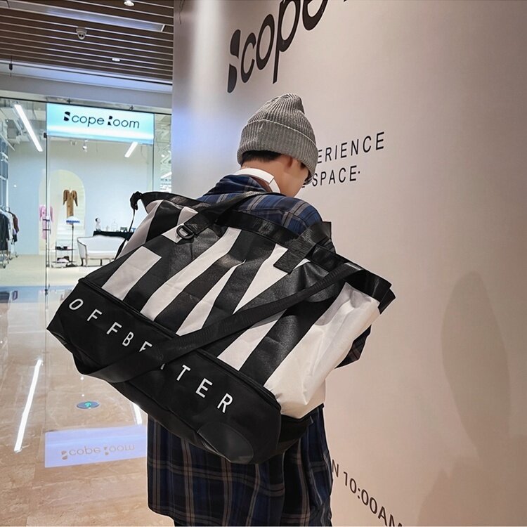 Корейская трендовая сумка для фитнеса, вместительный ручной чемодан через плечо, Спортивная дорожная сухая и влажная сумка-мессенджер с разделением