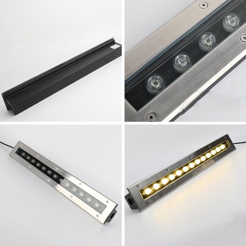 Stainless Steel Long Strip IP67 Waterproof Garden LED Underground Light 5W 9W Outdoor Buried Path Spot Recessed Rectangle Light