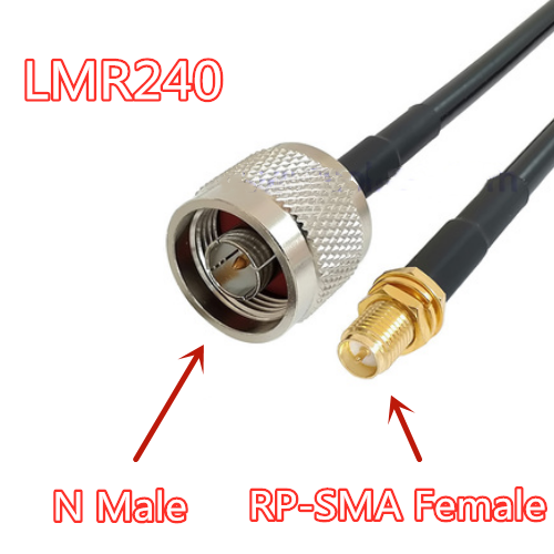 RF محوري ضفيرة الطائر كابل ، LMR240 كابل ، N ذكر إلى SMA ذكر التوصيل موصل ، 50-4 ، LMR-240