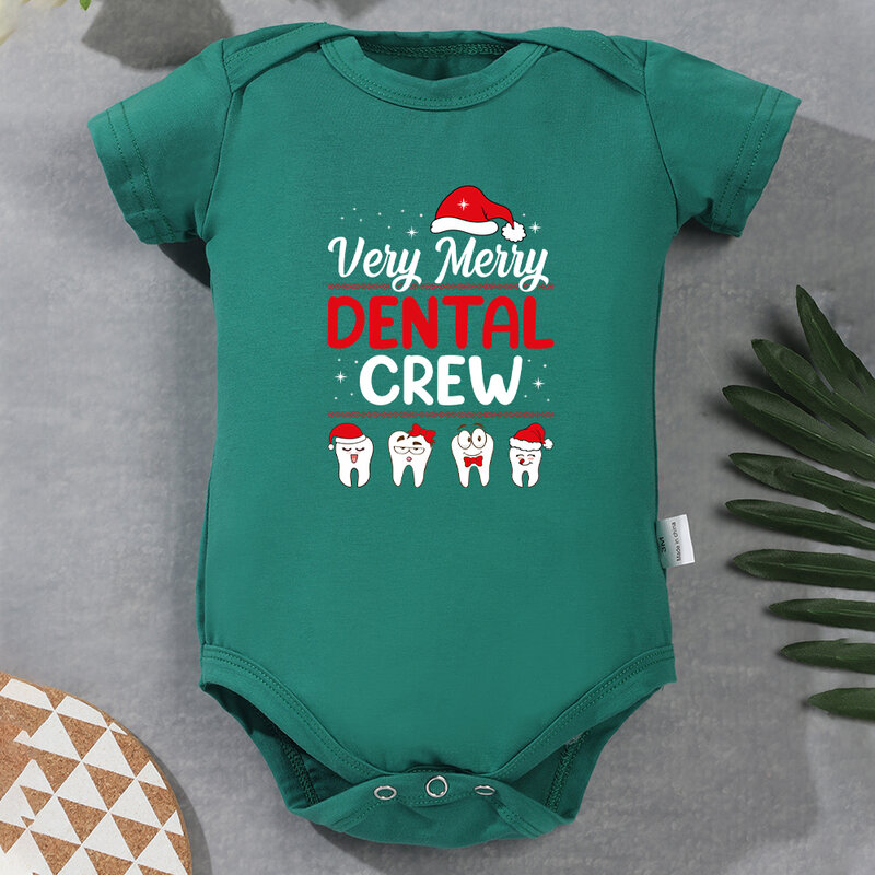 Christmas Squad Cute Baby Girl Clothes Green Cotton Soft Cozy Newborn Boy Bodysuits Fine Gift Xmas Eve Infant Onesie Pajamas