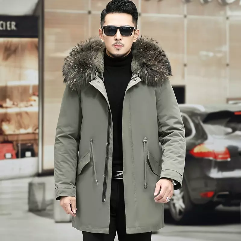 Moda giacca invernale uomo abbigliamento abbigliamento parka da uomo lungo 2021 nuova fodera in pelliccia di volpe con cappuccio cappotto di pelliccia da uomo giacca di pelliccia per uomo marea