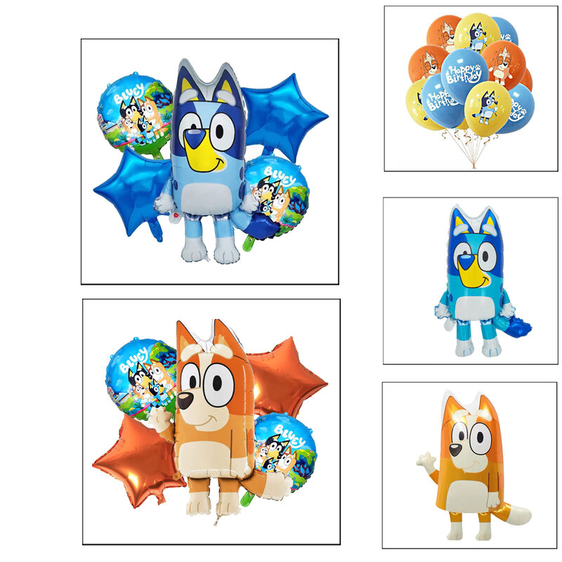 Conjunto de globos de aluminio Bluey Bingo, globos de dibujos animados para la familia, regalos de cumpleaños para Baby Shower, decoración de fiesta, bricolaje, caliente