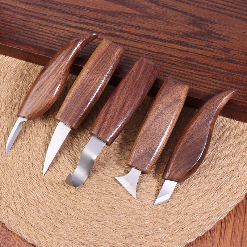 طقم سكاكين نحت يدوي مع ملف إبرة ، طقم نحت ملعقة خشبية ، أدوات نحت