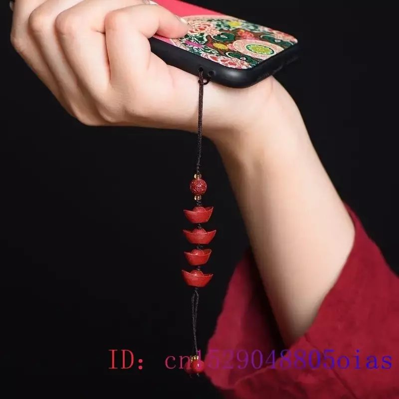 Porte-clés en Jade cinabar Yuabao, mignon, breloque de téléphone, cadeau pour hommes, bijoux, accessoires de voiture