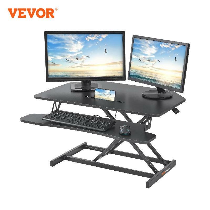 VEVOR Double-Layer Standing Desk Converter 36" x 23.6" Height Adjustable Standing Desk Sit to Stand Converter Stand Up Home Desk